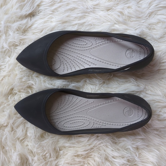 Crocs Womens Rio Ballet Flat, Size 8, Black, Pointed Slip On Shoe - Picture 1 of 3